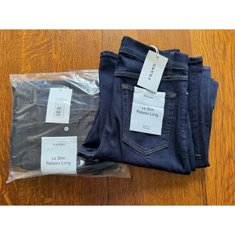 FRAME Le Slim Palazzo Jeans in RINSE Size L29 TALL - Picture 4 of 10